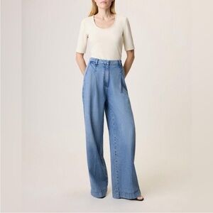 Rag & bone Aurora Pleated Trouser Cloud Denim in Winwood